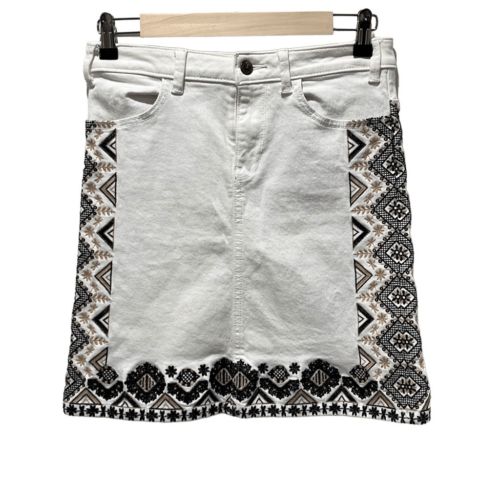 Pilcro And The Letterpress Mini Embroidered Jean Skirt Sz 2 Anthropologie